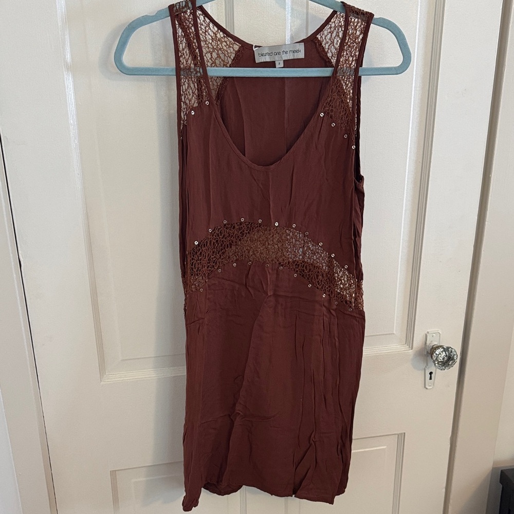 Brown Lace Mini Dress
